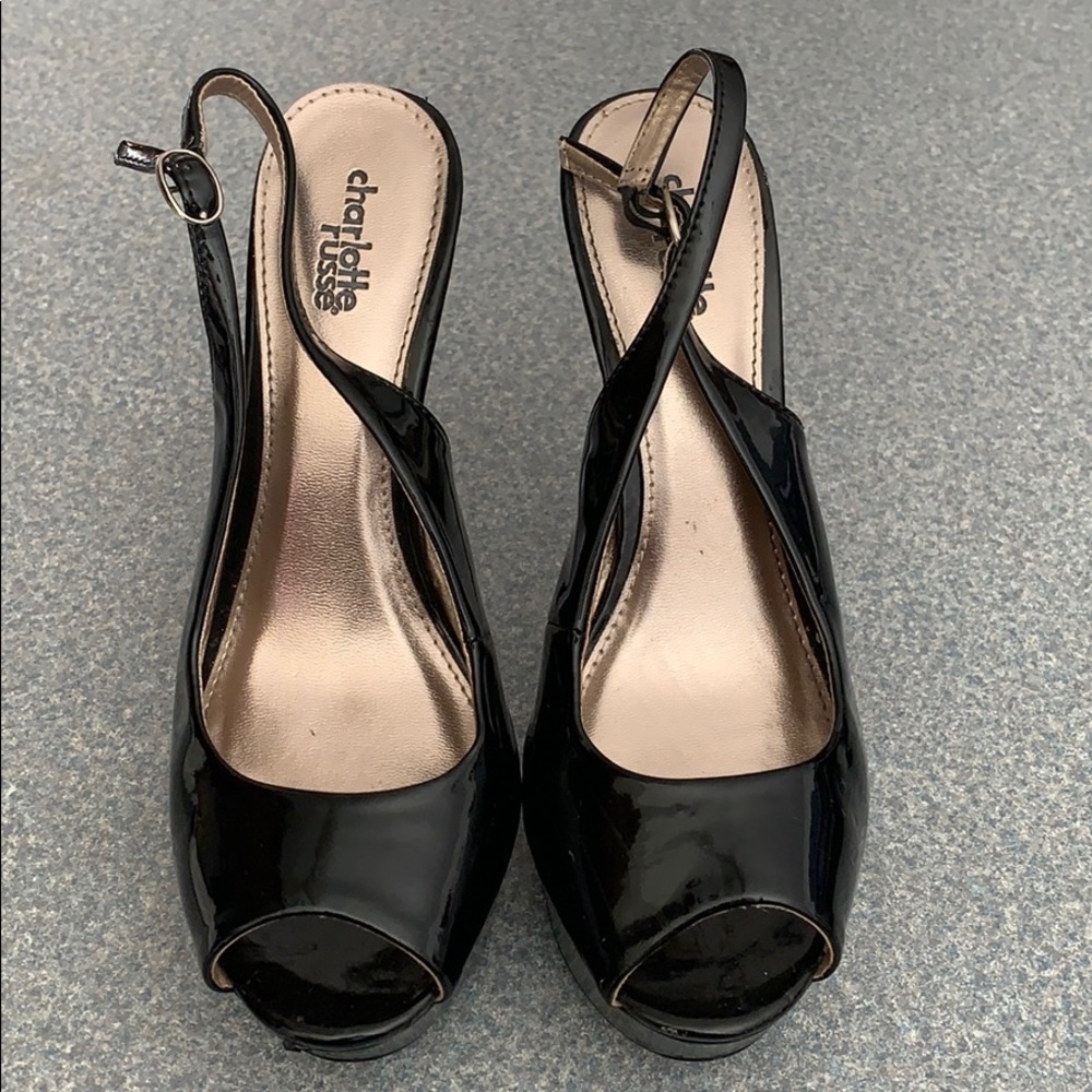 Black open toe heels